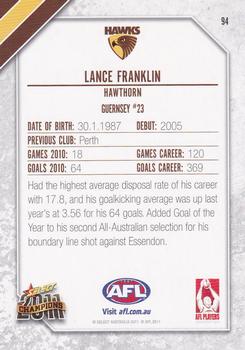 2011 Select AFL Champions #94 Lance Franklin Back